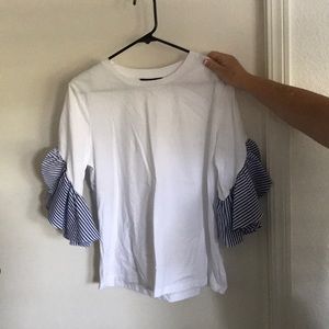 Cute White and Navy Blue Blouse